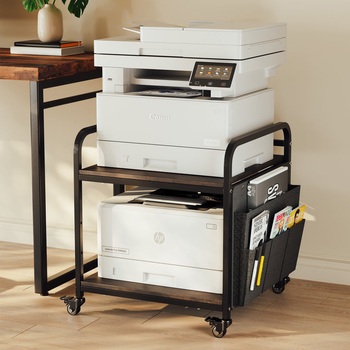 2-Tier Large Under Desk Printer Stand with Storage