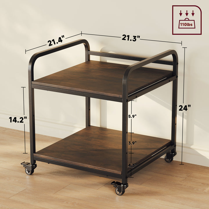 2-Tier Large Under Desk Printer Stand with Storage