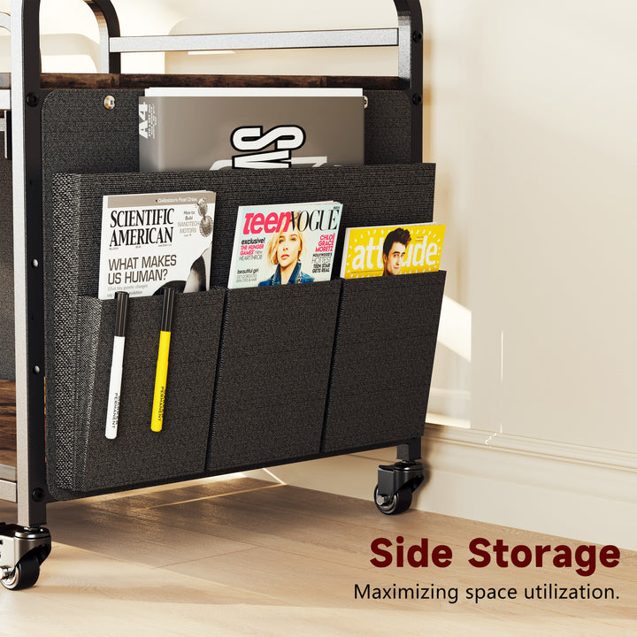 2-Tier Large Under Desk Printer Stand with Storage