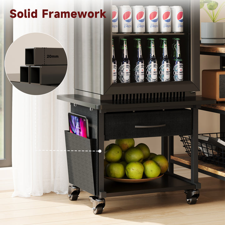 2 Tier Industrial-Grade Printer Stand with Drawer