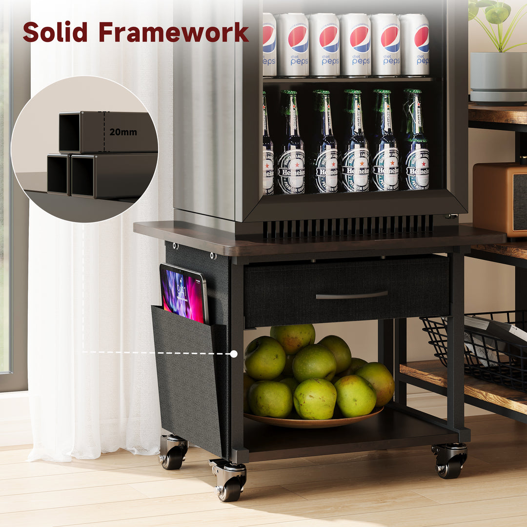 2 Tier Industrial-Grade Printer Stand with Drawer