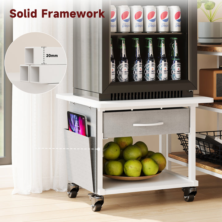 2 Tier Industrial-Grade Printer Stand with Drawer