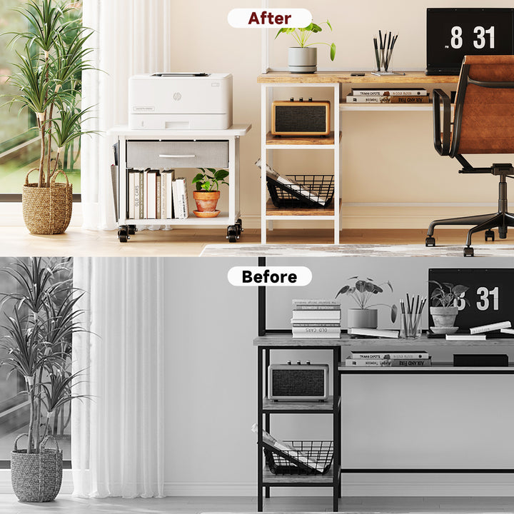 2 Tier Industrial-Grade Printer Stand with Drawer