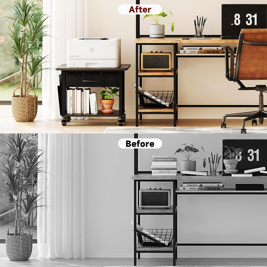 2 Tier Industrial-Grade Printer Stand with Drawer