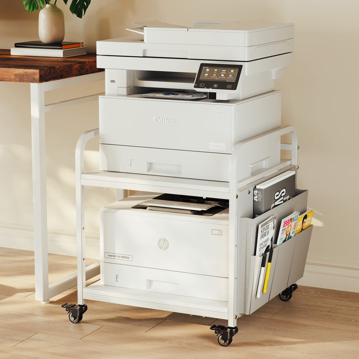2-Tier Large Under Desk Printer Stand with Storage