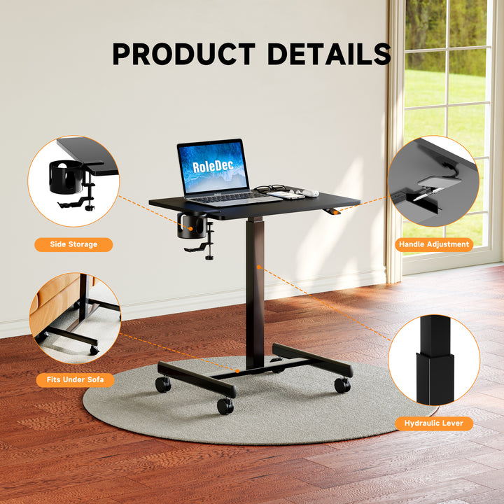 Standing Desk, Small Portable Desk with Wheels