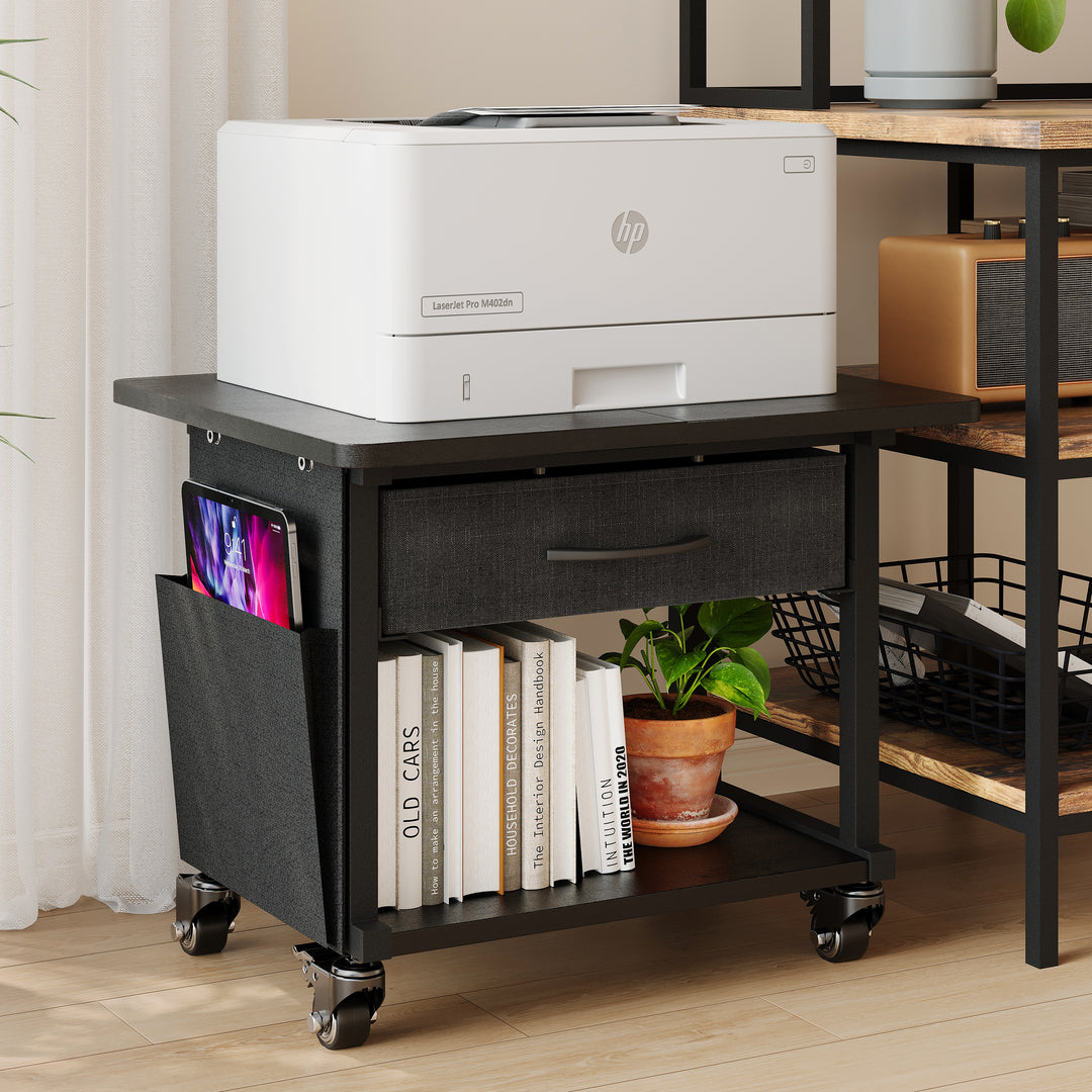 2 Tier Industrial-Grade Printer Stand with Drawer