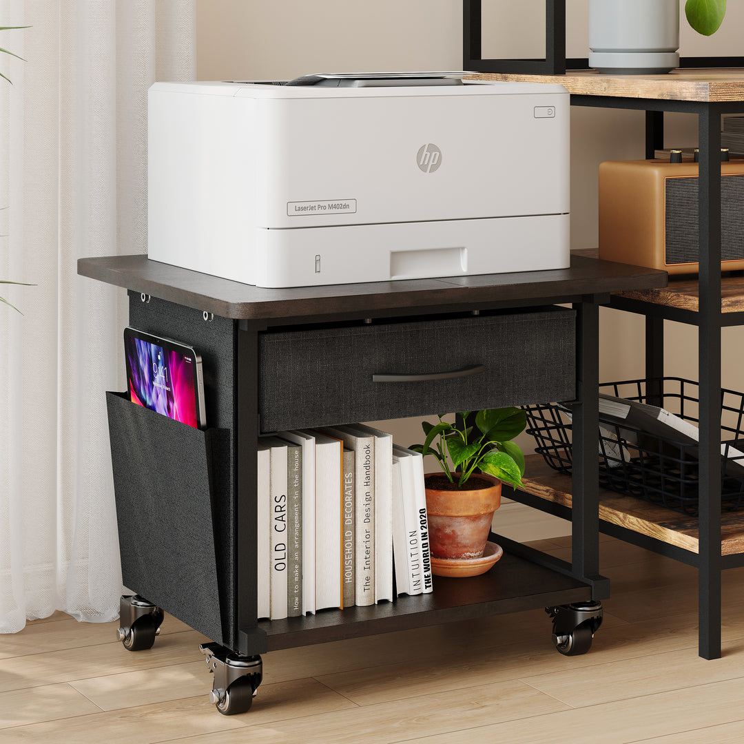 2 Tier Industrial-Grade Printer Stand with Drawer
