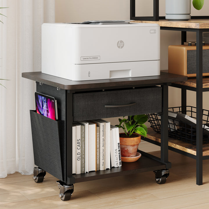 2 Tier Industrial-Grade Printer Stand with Drawer