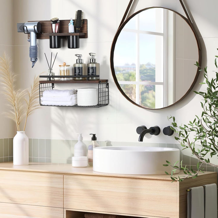 ZAVRIVA Storage Racks Wall-mounted ,Hair Tools Racks for Bathroom