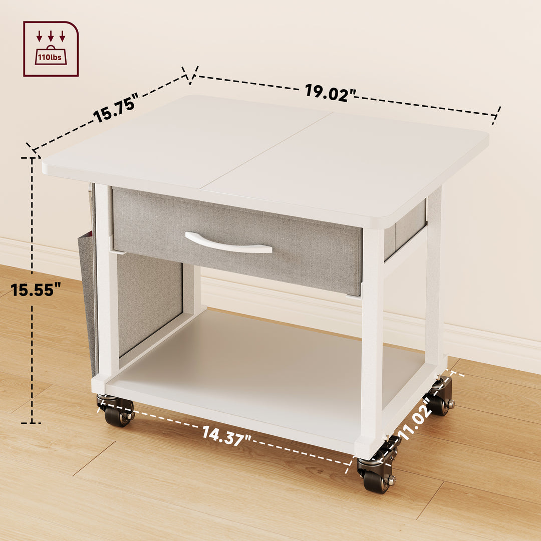 2 Tier Industrial-Grade Printer Stand with Drawer