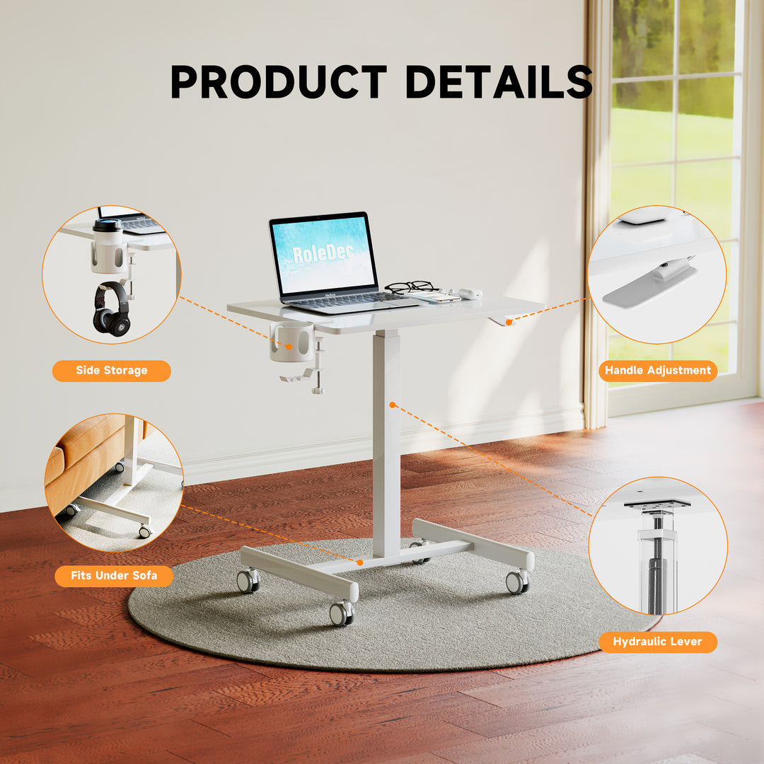 Standing Desk, Small Portable Desk with Wheels