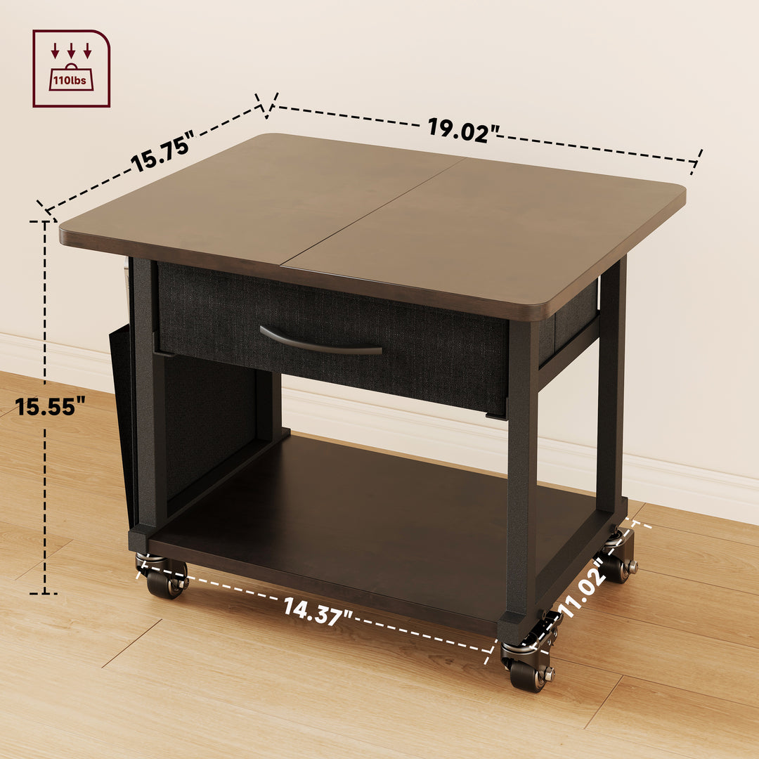 2 Tier Industrial-Grade Printer Stand with Drawer