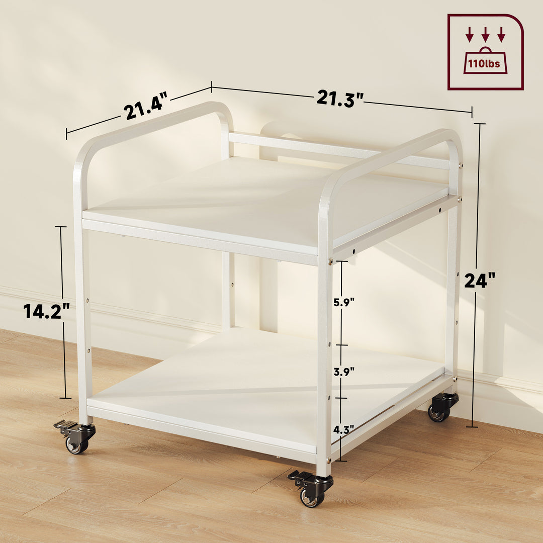 2-Tier Large Under Desk Printer Stand with Storage