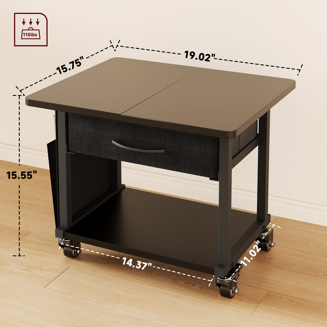 2 Tier Industrial-Grade Printer Stand with Drawer